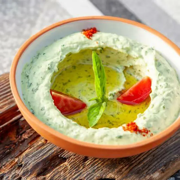 Hummus with basil